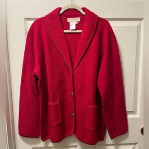 Norm Thompson Red Women's Boiled Wool Sweater Blazer Sz L